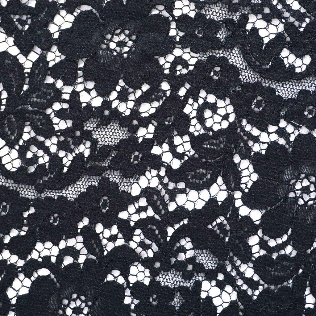 Preview: Spitze mit Baumwolle und Bogenkante schwarz